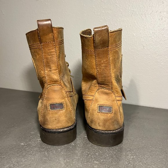 Polo Ralph Lauren Ranger Boots Mens Size 10 D Tan Leather Buckle Lace Up - Picture 2 of 5